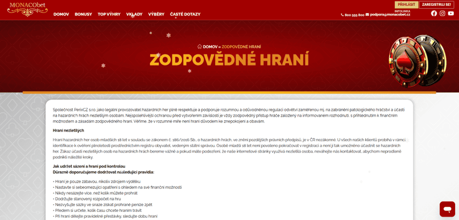Zásady zodpovědného hraní