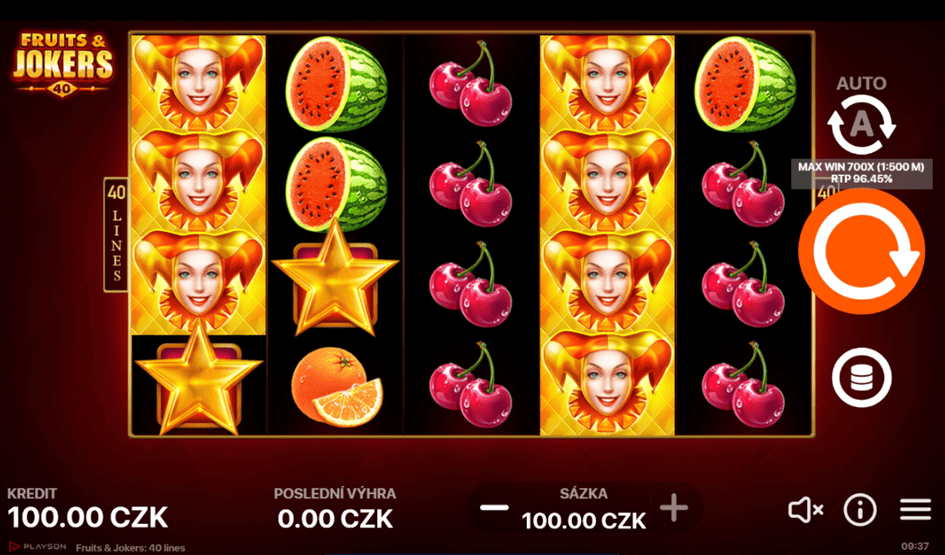 Fruits and Jokers 40 Lines hra