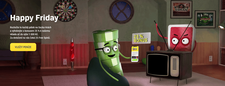 Vkladový bonus až 1 000 Kč s Happy Friday na Sazka Hrách!