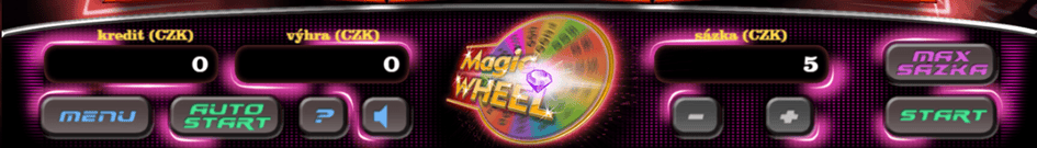 Panel ovládání ve hře Magic Wheel