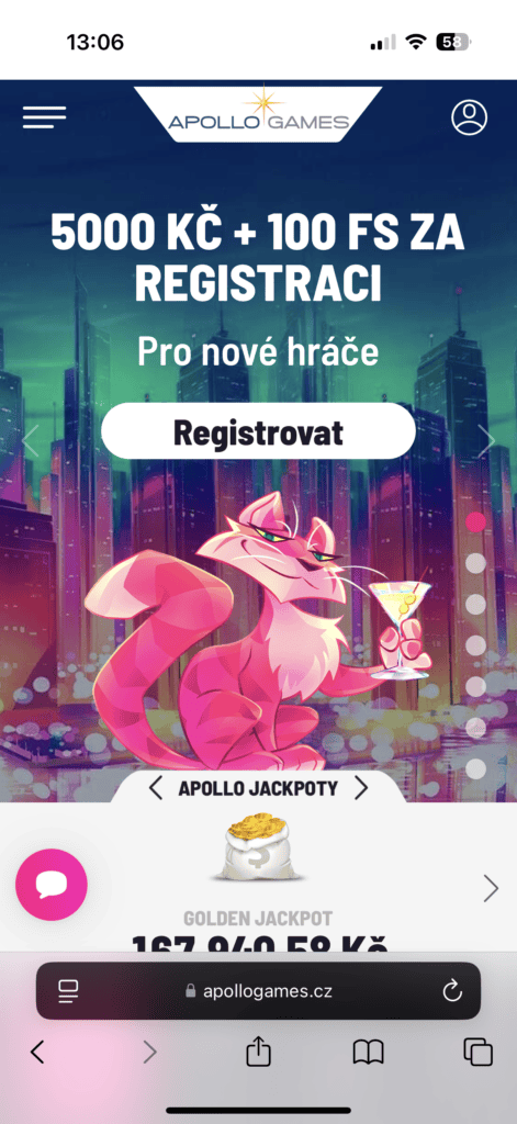 Zobrazení casina na iOS