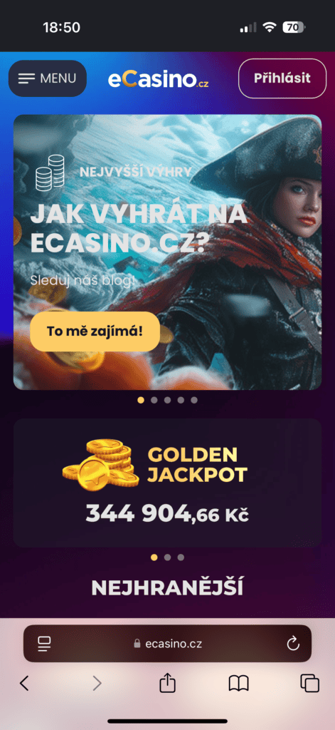 Zobrazení casina na iOS