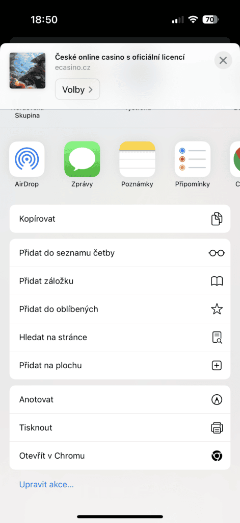 Přidání na plochu iOS