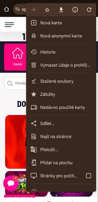 Klikněte na nastavení