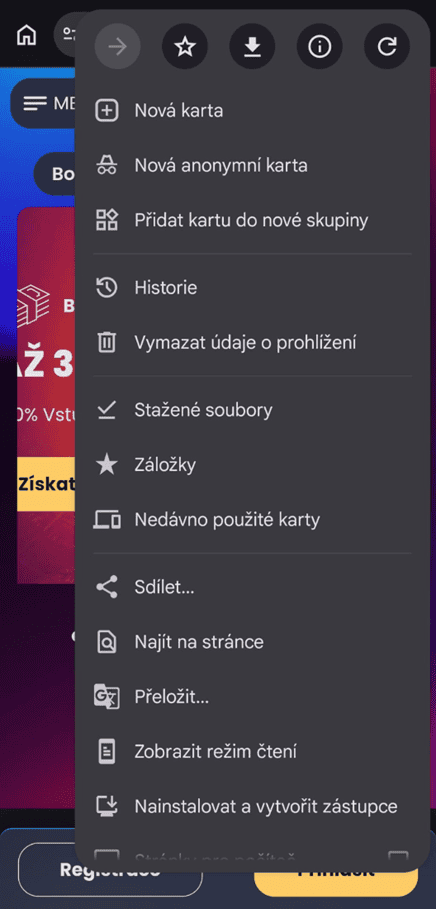 Vyberte Přidat na plochu