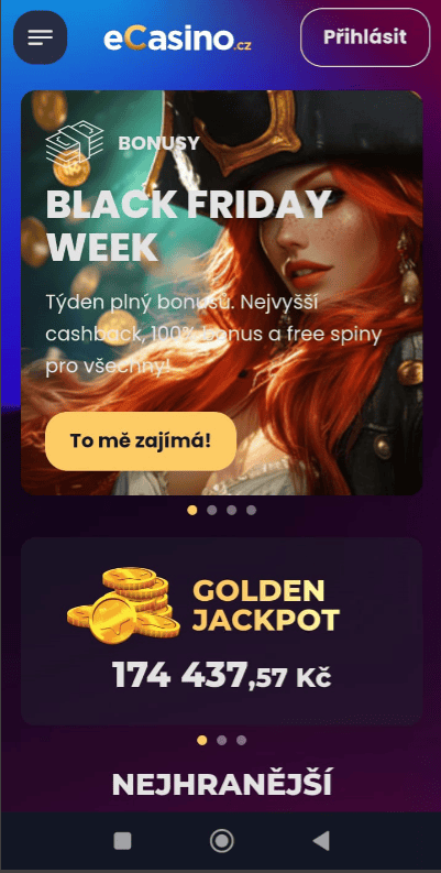 Mobilní verze stránek casina