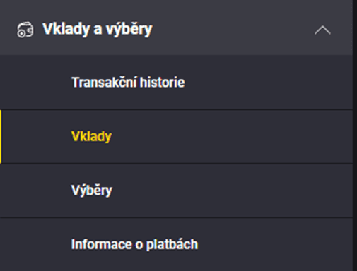 Zvolte „Výběry“