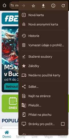 Klikněte na tři tečky