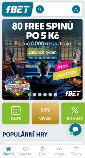 Mobilní verze stránek casina