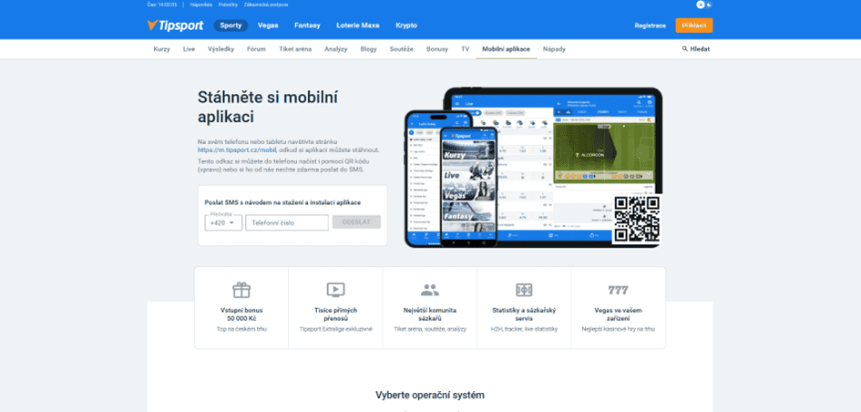 Stažení mobilní aplikace Tipsport