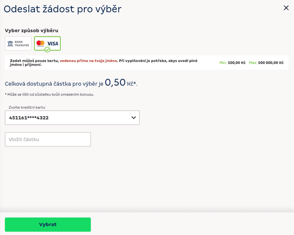 Výběr peněz z MerkurXtip