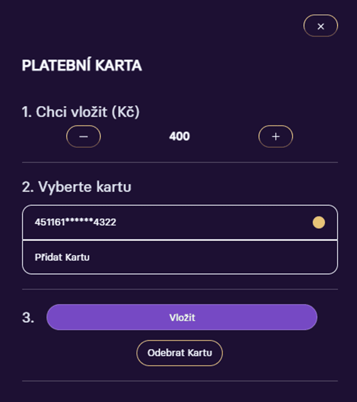 Přidání platební karty
