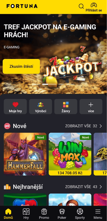 Fortuna mobilní aplikace