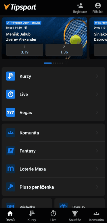 Tipsport mobilní aplikace