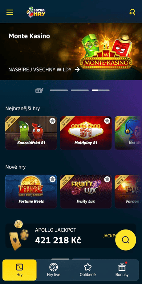 Sazka Hry mobilní aplikace