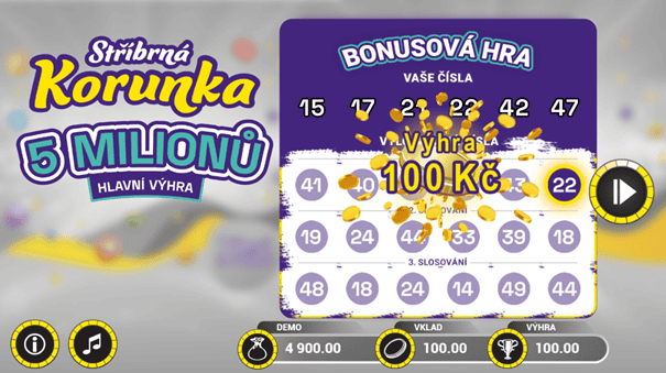 Zobrazení výsledku setření losu