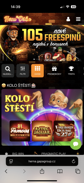 Přejděte do menu prohlížeče