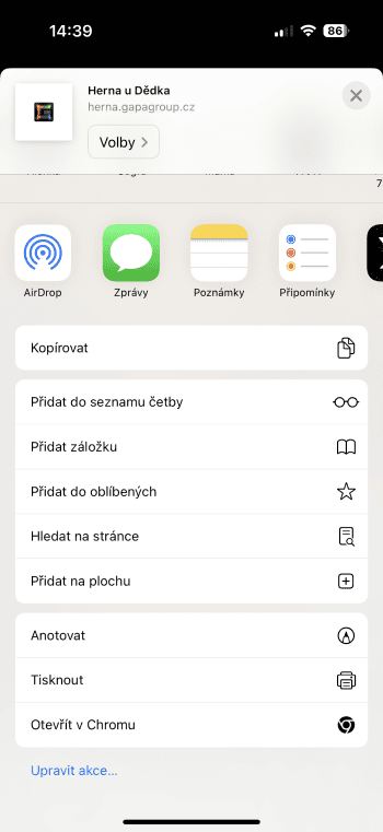 Klikněte na Přidat na plochu