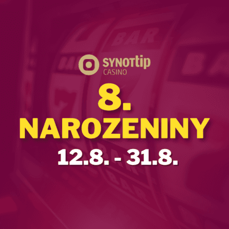 Synot Tip Casino slaví 8. narozeniny a rozdává bonusy na každý den!