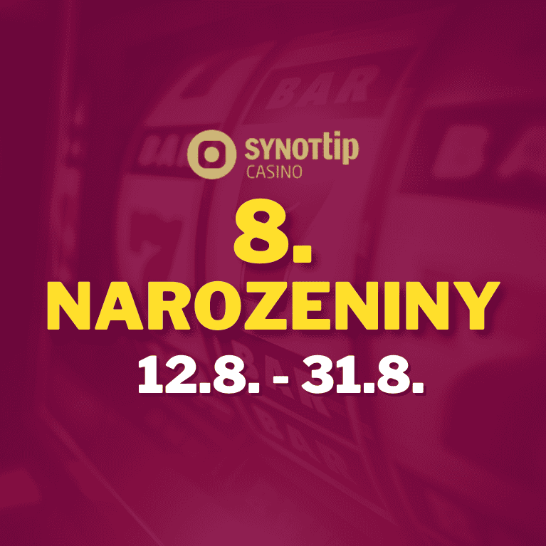 Synot Tip Casino slaví 8. narozeniny a rozdává bonusy na každý den!