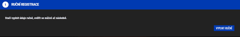 zvolte Ruční registrace