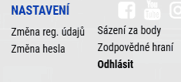 klikněte na odhlásit