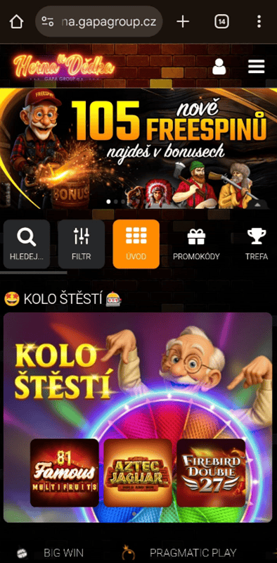 Otevřete webové stránky na mobilu