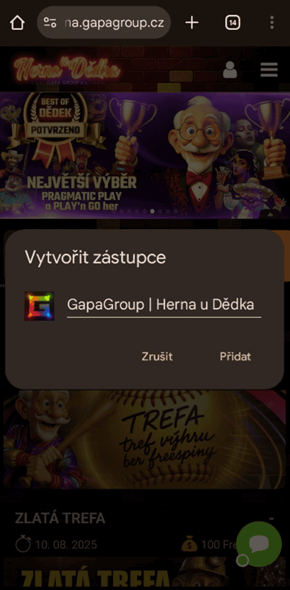 Vyberte Přidat