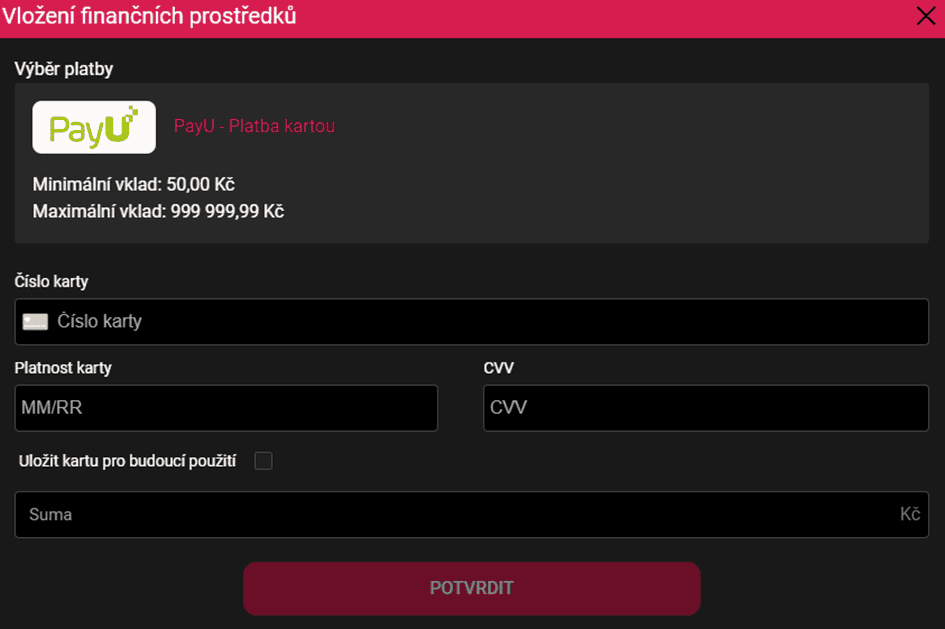 Vložení peněz