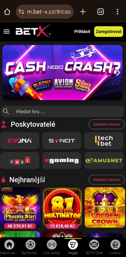 Otevřete webové stránky na mobilu