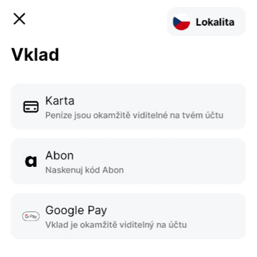 Možnosti vkladu