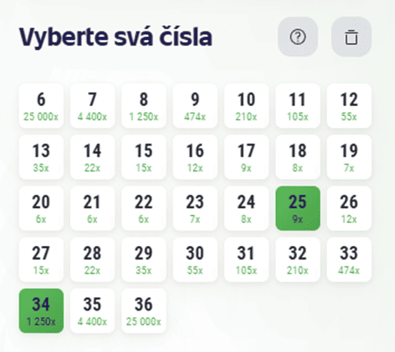 vyberte čísla