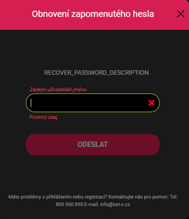 Obnovení hesla