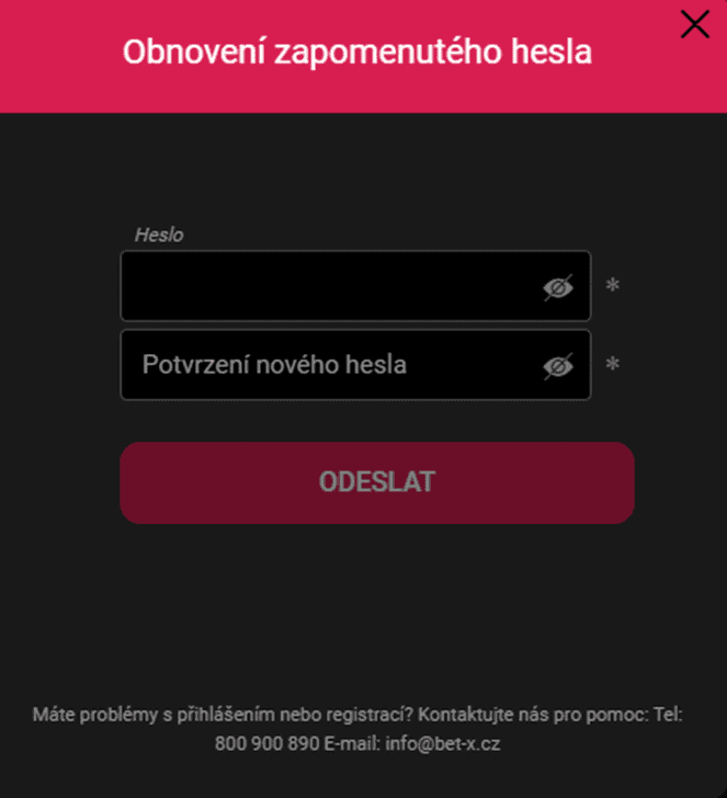 Vyplňte nové heslo
