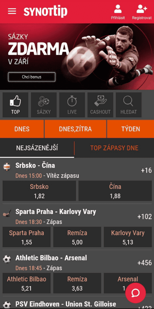 Mobilní aplikace Synot Tip