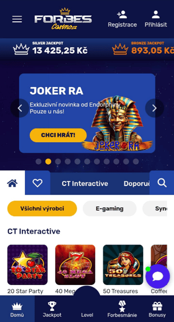 Mobilní verze casina