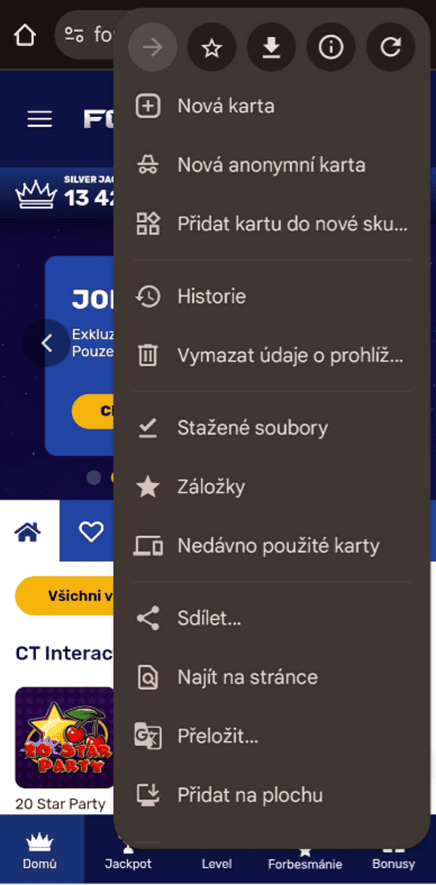 klikněte na tři tečky