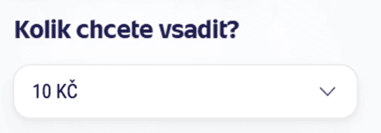 Vyberte částku, za kterou si chcete vsadit