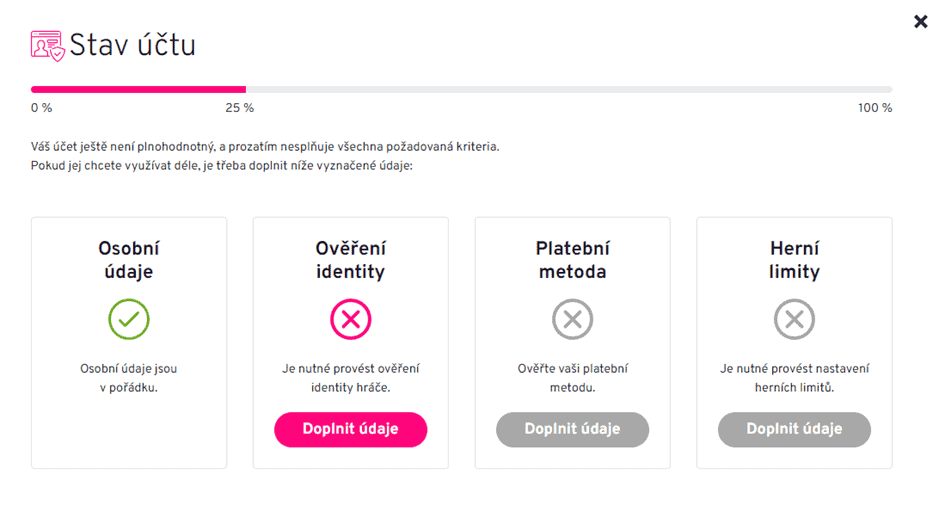 V rámci dokončení registrace je potřeba ještě dokončit několik kroků