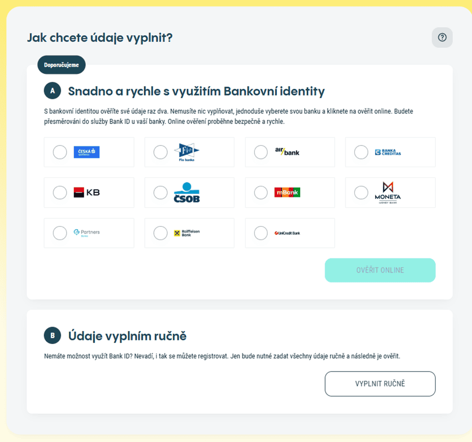 Vyplňte registrační údaje
