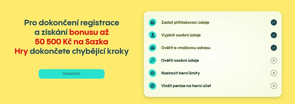 dokončete registraci