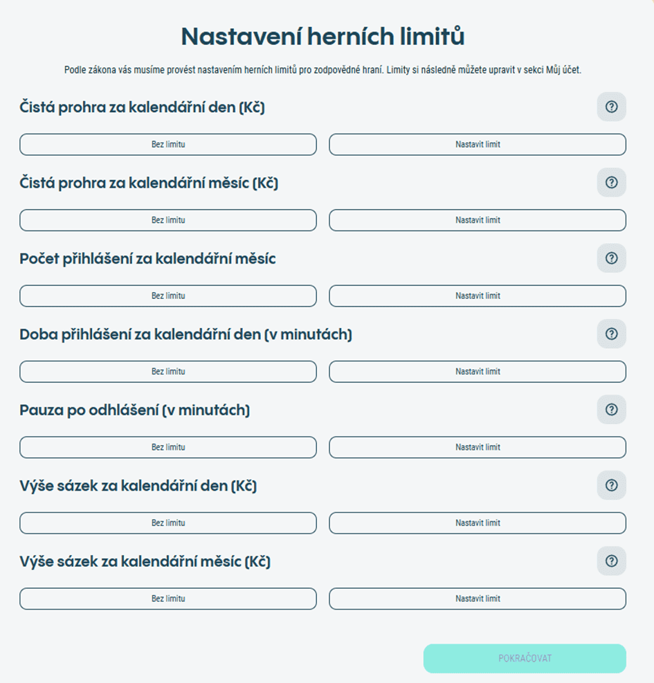 nastavte si herní limity