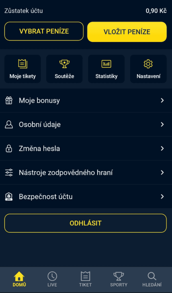 Možnosti nastavení a správy účtu