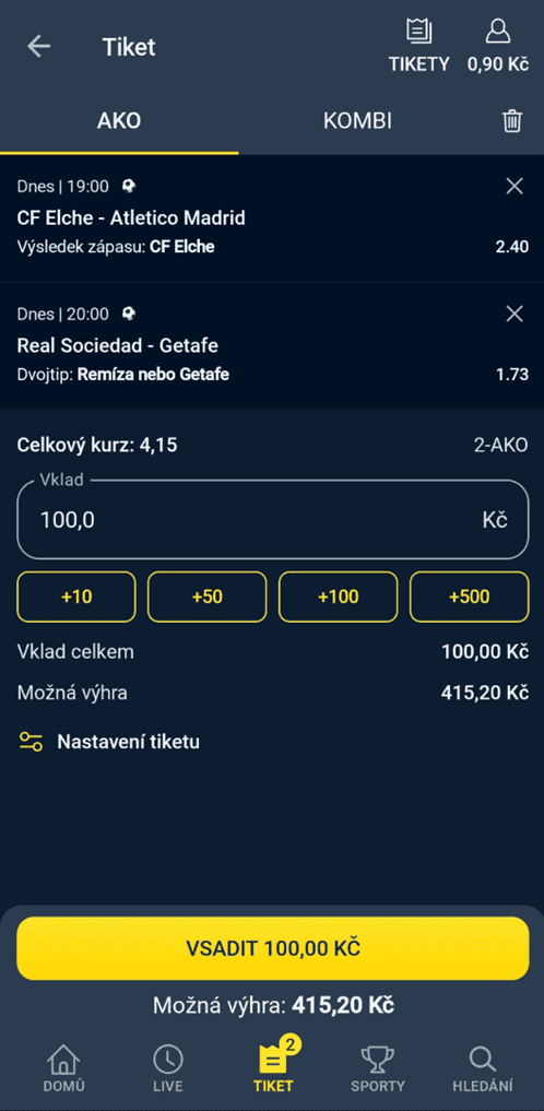 Podání sázky