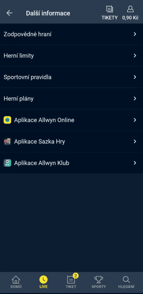 Stažení dalších aplikací od Allwyn