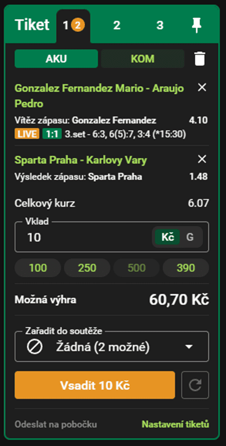 Typy tiketů na Chanci