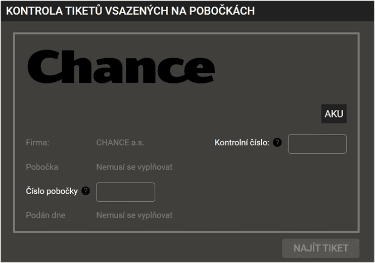 Kontrola tiketu z pobočky