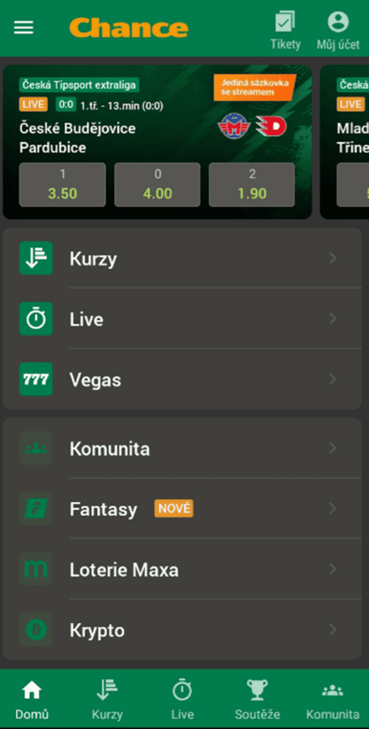 Mobilní aplikace Chance