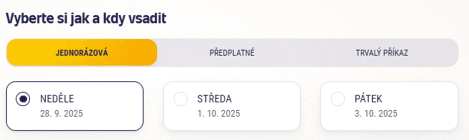 Nastavte si datum a parametry sázky
