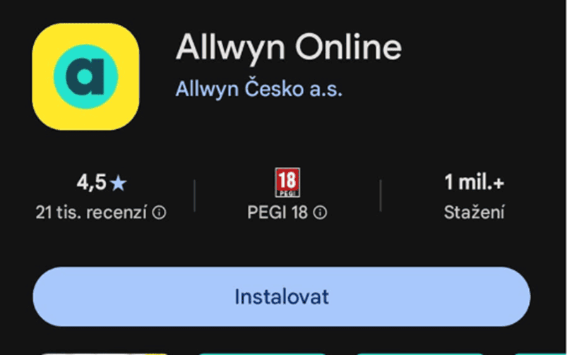 klikněte na instalovat